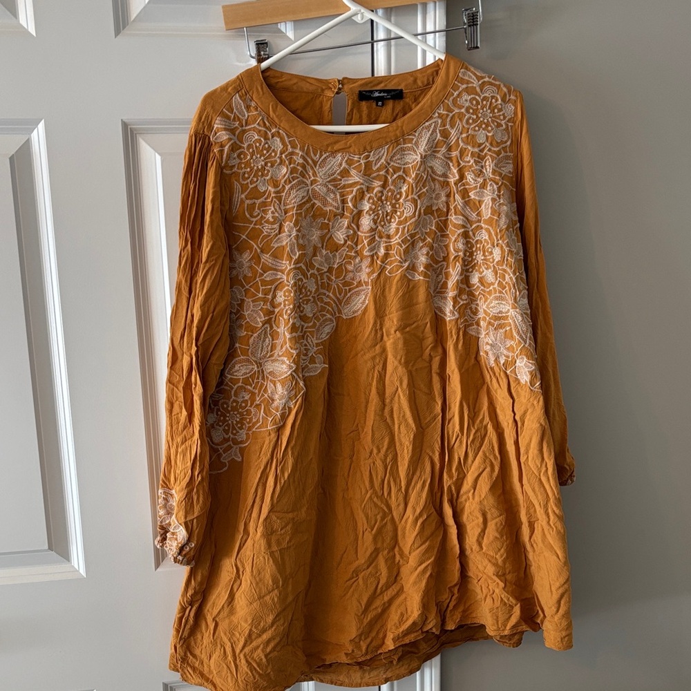 ANDREE BY UNIT Mustard Blouse with White Embroidery